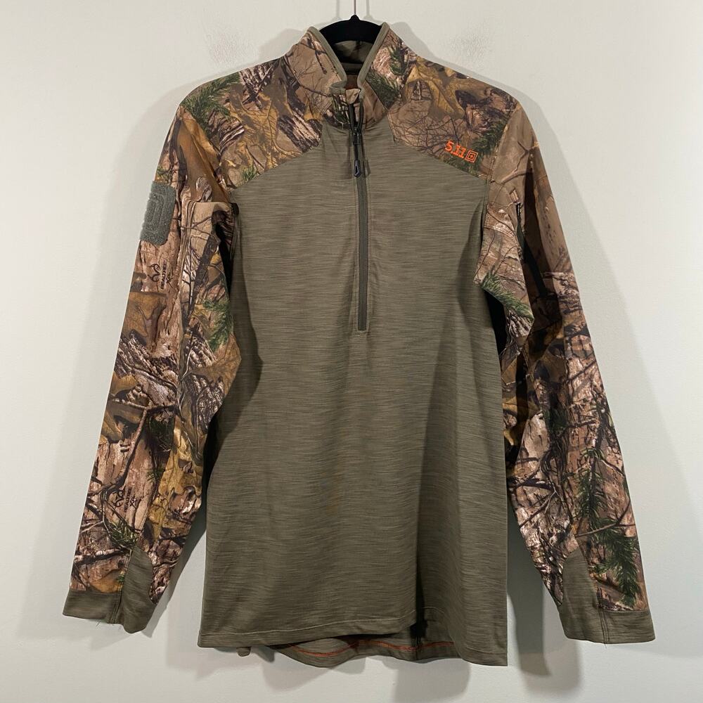 5.11 Tactical Men Realtree Camouflage Rapid Response Quarter-Zip Shirt Size S